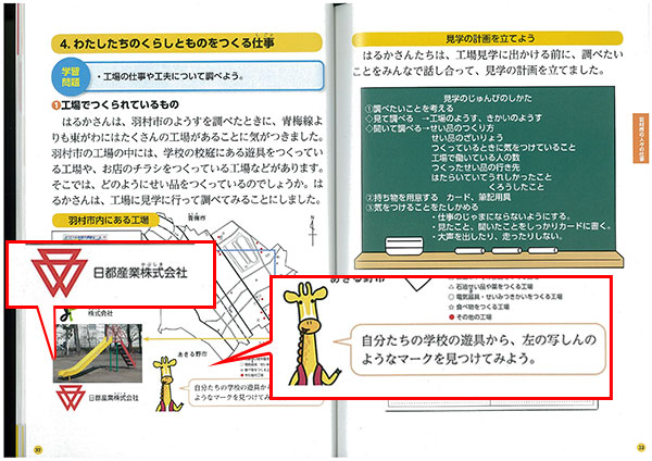 自分たちの学校の遊具から、左の写真のようなマークをみつけてみよう。